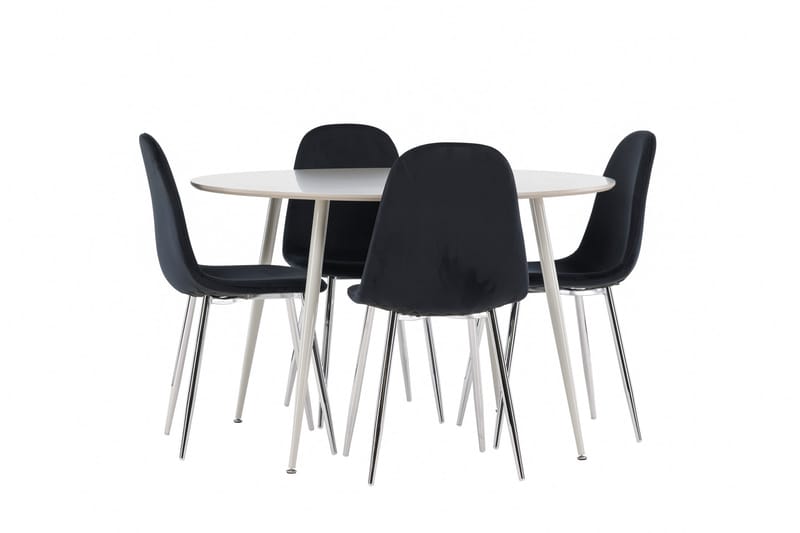 Plaza Matgrupp 120 cm Rund med 4 Polar stolar - Beige/Svart - Möbler - Bord & matgrupper - Matgrupper