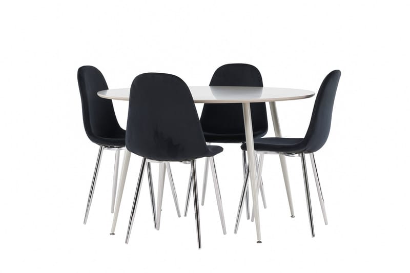 Plaza Matgrupp 120 cm Rund med 4 Polar stolar - Beige/Svart - Möbler - Bord & matgrupper - Matgrupper