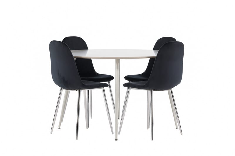 Plaza Matgrupp 120 cm Rund med 4 Polar stolar - Beige/Svart - Möbler - Bord & matgrupper - Matgrupper