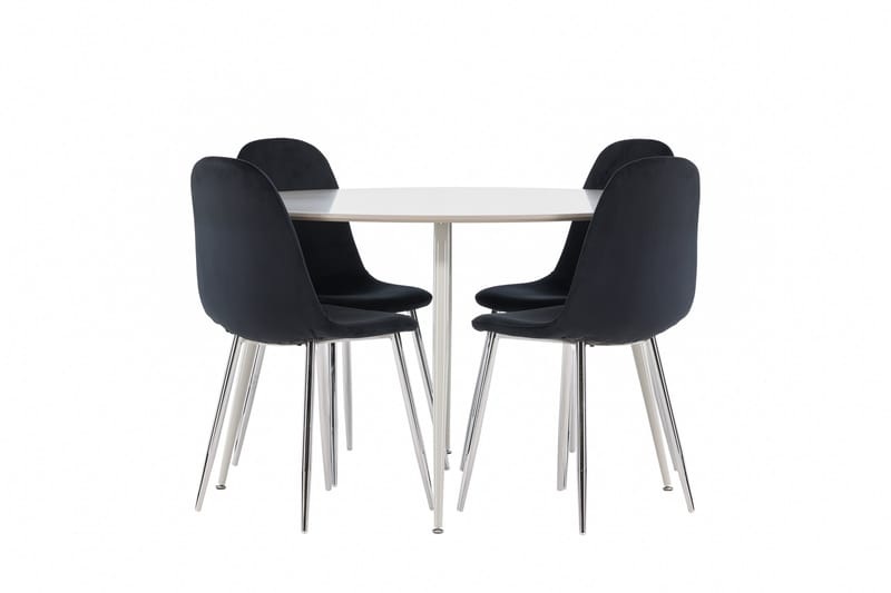 Plaza Matgrupp 120 cm Rund med 4 Polar stolar - Beige/Svart - Möbler - Bord & matgrupper - Matgrupper