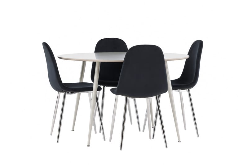 Plaza Matgrupp 120 cm Rund med 4 Polar stolar - Beige/Svart - Möbler - Bord & matgrupper - Matgrupper