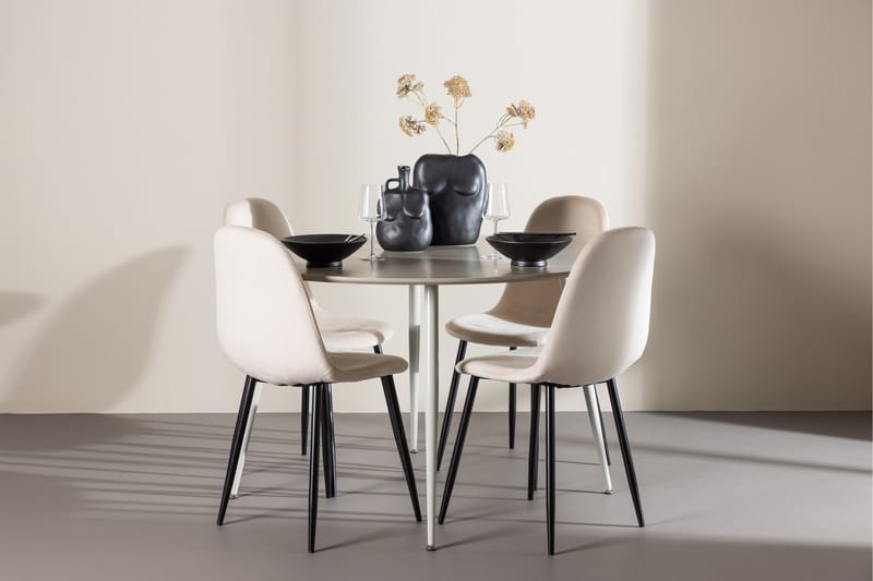 Plaza Matgrupp 120 cm Rund med 4 Polar stolar - Beige/Beige - Möbler - Bord & matgrupper - Matgrupper
