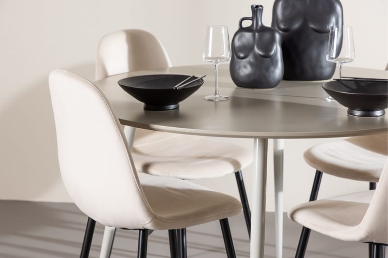 Plaza Matgrupp 120 cm Rund med 4 Polar stolar - Beige/Beige - Möbler - Bord & matgrupper - Matgrupper