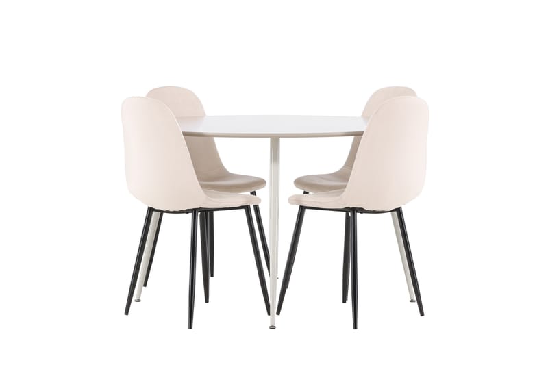 Plaza Matgrupp 120 cm Rund med 4 Polar stolar - Beige/Beige - Möbler - Bord & matgrupper - Matgrupper