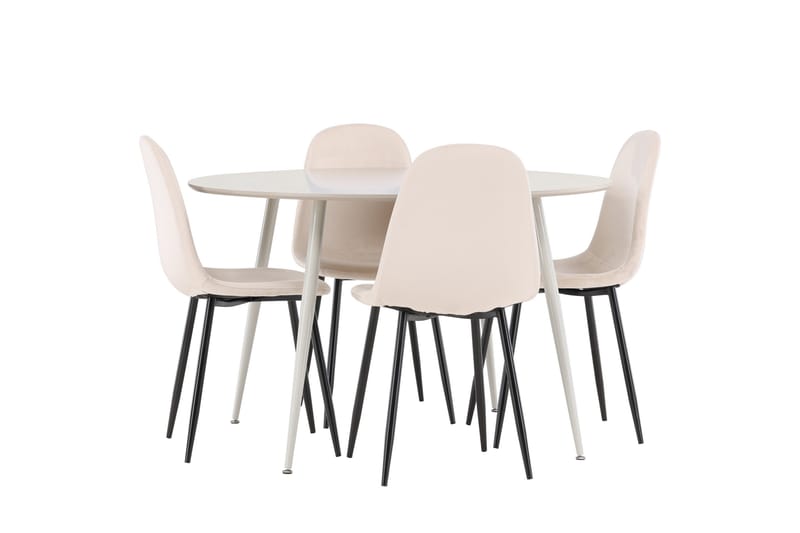 Plaza Matgrupp 120 cm Rund med 4 Polar stolar - Beige/Beige - Möbler - Bord & matgrupper - Matgrupper