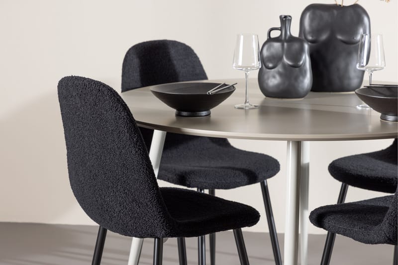 Plaza Matgrupp 120 cm Rund med 4 Polar stolar - Beige/Svart - Möbler - Bord & matgrupper - Matgrupper