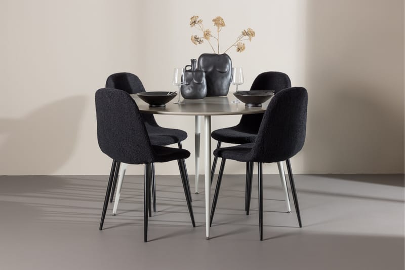 Plaza Matgrupp 120 cm Rund med 4 Polar stolar - Beige/Svart - Möbler - Bord & matgrupper - Matgrupper