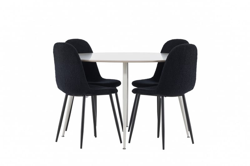 Plaza Matgrupp 120 cm Rund med 4 Polar stolar - Beige/Svart - Möbler - Bord & matgrupper - Matgrupper