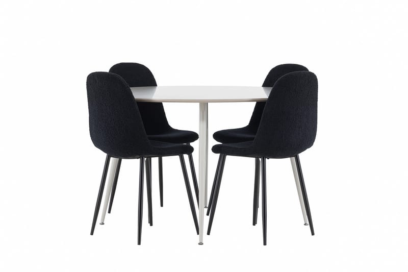 Plaza Matgrupp 120 cm Rund med 4 Polar stolar - Beige/Svart - Möbler - Bord & matgrupper - Matgrupper