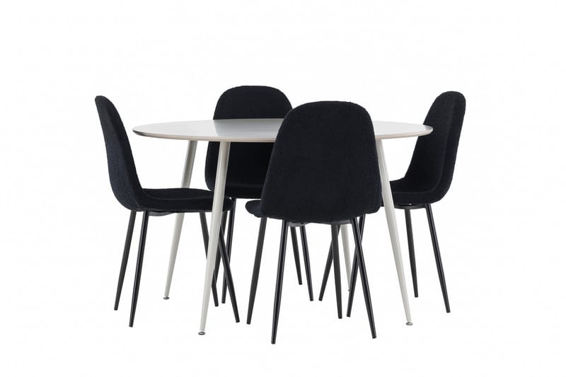 Plaza Matgrupp 120 cm Rund med 4 Polar stolar - Beige/Svart - Möbler - Bord & matgrupper - Matgrupper
