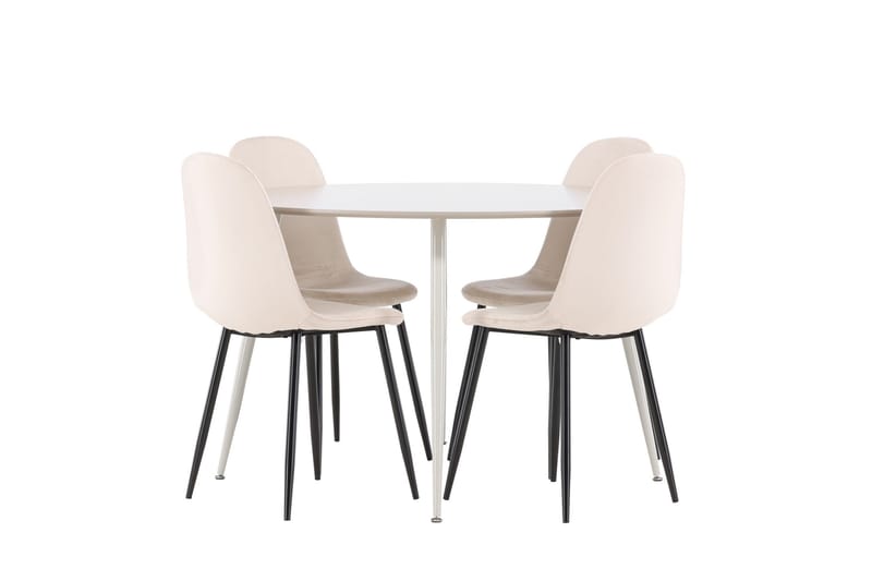 Plaza Matgrupp 120 cm Rund med 4 Polar stolar - Beige/Beige - Möbler - Bord & matgrupper - Matgrupper