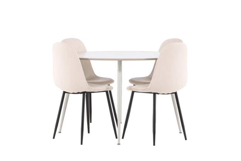 Plaza Matgrupp 120 cm Rund med 4 Polar stolar - Beige/Beige - Möbler - Bord & matgrupper - Matgrupper
