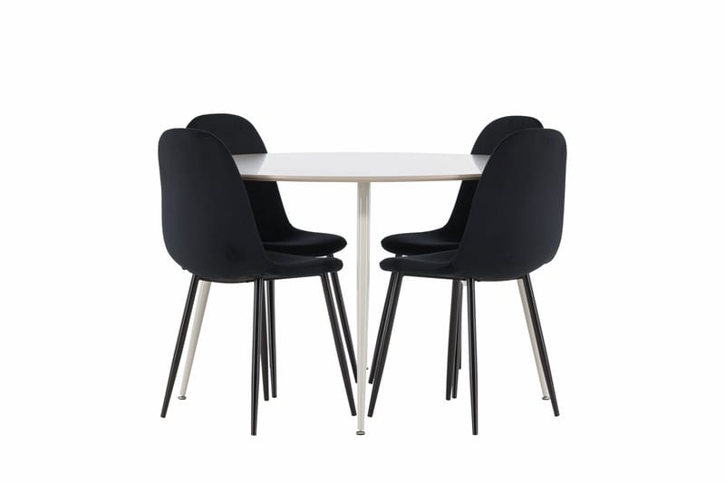 Plaza Matgrupp 120 cm Rund med 4 Polar stolar - Beige/Svart - Möbler - Bord & matgrupper - Matgrupper