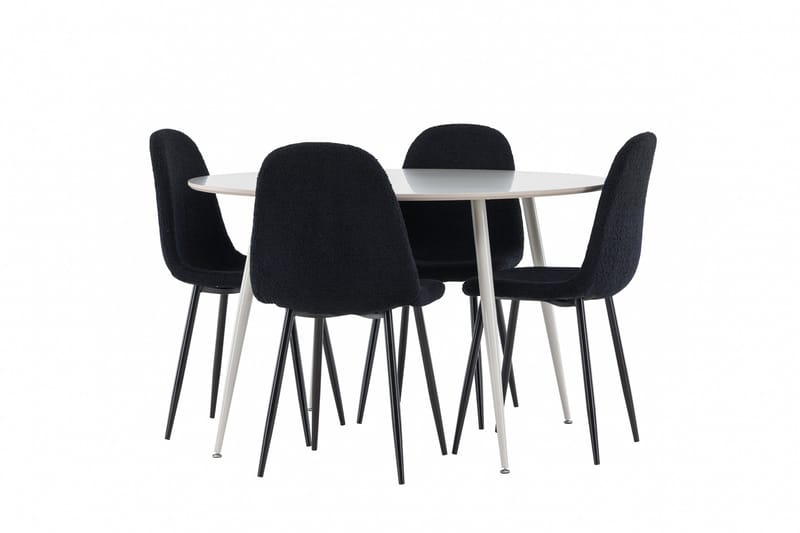 Plaza Matgrupp 120 cm Rund med 4 Polar stolar - Beige/Svart - Möbler - Bord & matgrupper - Matgrupper