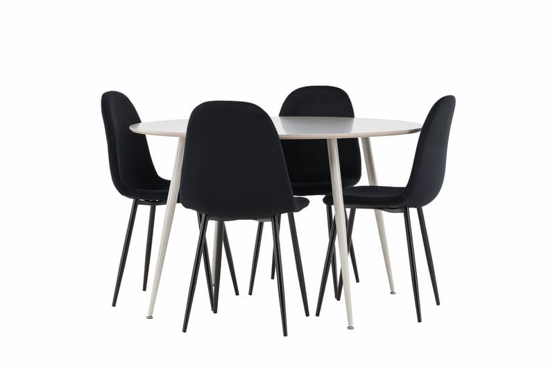 Plaza Matgrupp 120 cm Rund med 4 Polar stolar - Beige/Svart - Möbler - Bord & matgrupper - Matgrupper