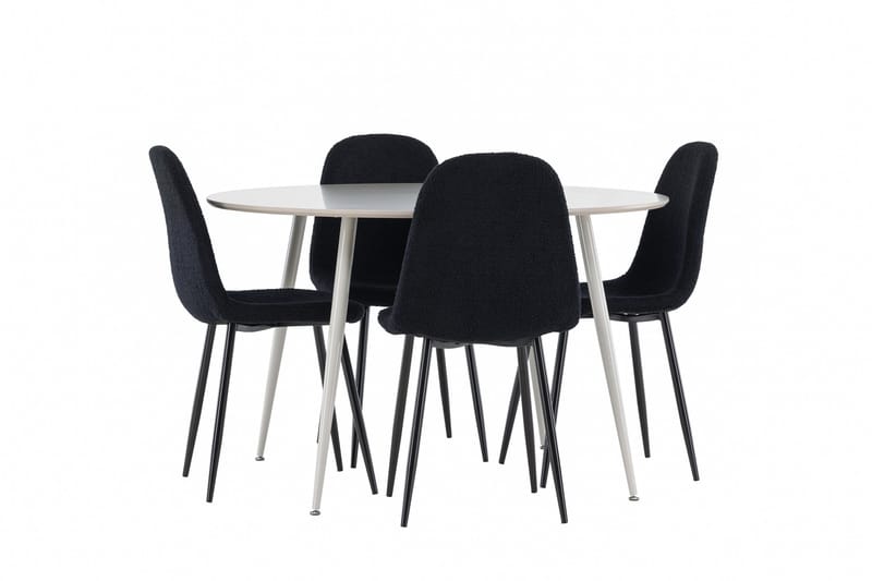 Plaza Matgrupp 120 cm Rund med 4 Polar stolar - Beige/Svart - Möbler - Bord & matgrupper - Matgrupper