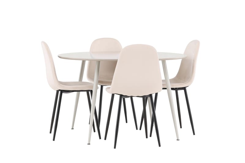 Plaza Matgrupp 120 cm Rund med 4 Polar stolar - Beige/Beige - Möbler - Bord & matgrupper - Matgrupper