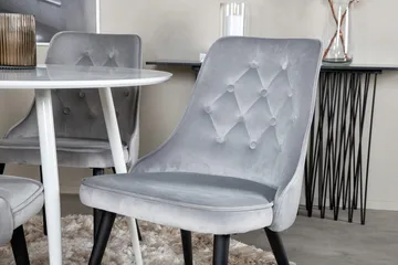 Plaza Rund Matgrupp 100 cm med 4 Velvet Deluxe Matstolar - ljusgrå - Möbler - Bord & matgrupper - Matgrupper
