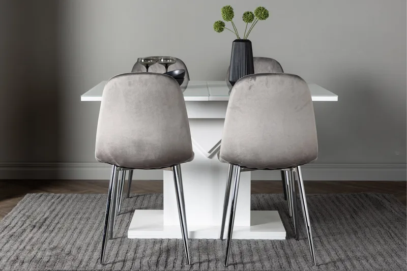 Pluto Matgrupp 120 cm Rektangulär med 4 Eva stolar - Ljusgrå - Möbler - Bord & matgrupper - Matgrupper