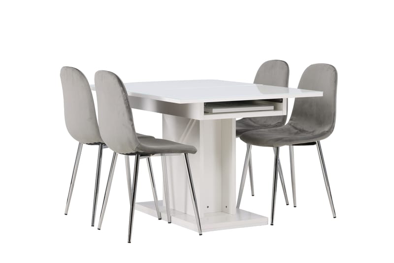 Pluto Matgrupp 120 cm Rektangulär med 4 Eva stolar - Ljusgrå - Möbler - Bord & matgrupper - Matgrupper