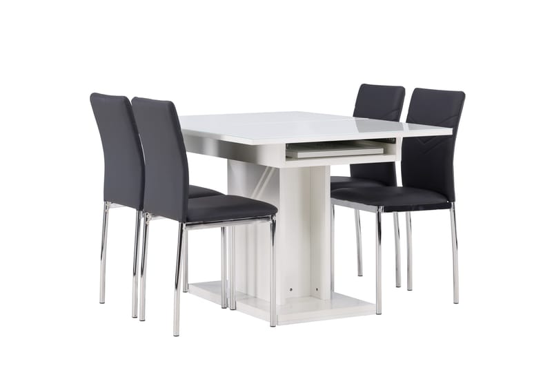 Pluto Matgrupp 120 cm Rektangulär med 4 Lily stolar - Svart - Möbler - Bord & matgrupper - Matgrupper