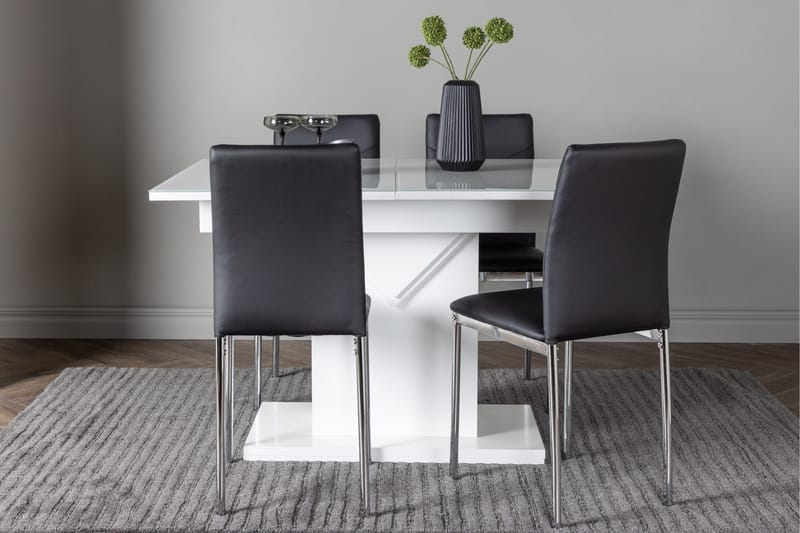 Pluto Matgrupp 120 cm Rektangulär med 4 Lily stolar - Svart - Möbler - Bord & matgrupper - Matgrupper