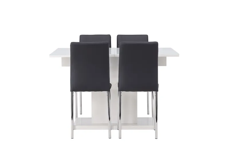 Pluto Matgrupp 120 cm Rektangulär med 4 Lily stolar, Svart