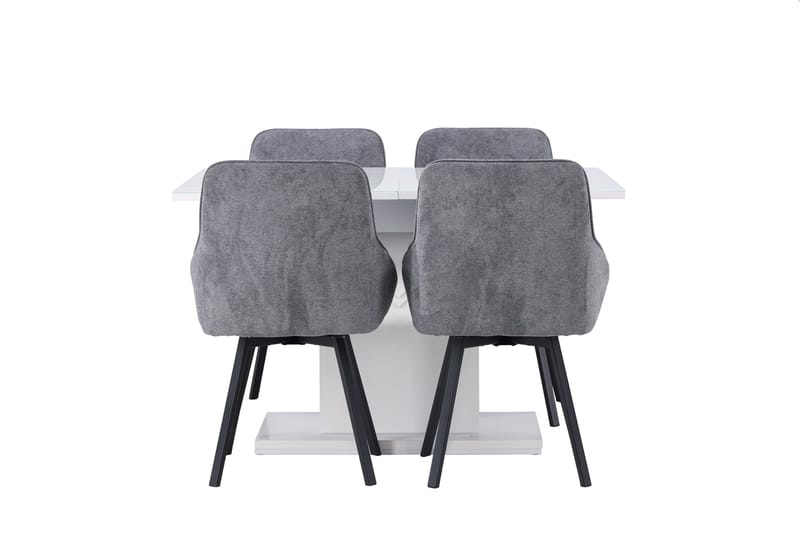 Pluto Matgrupp 120 cm Rektangulär med 4 Rosie stolar, Grå