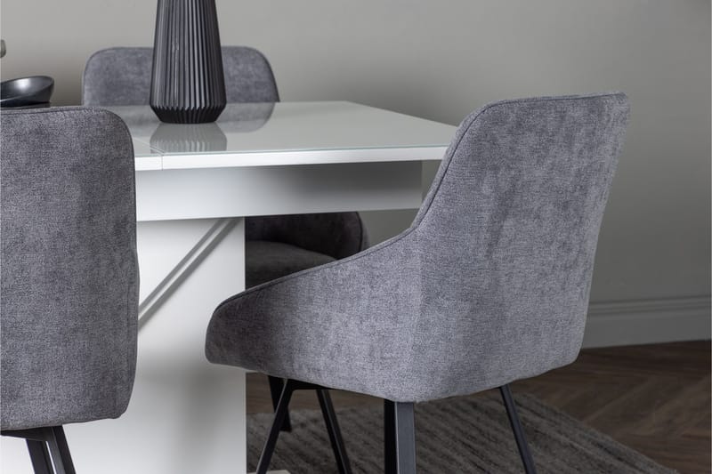 Pluto Matgrupp 120 cm Rektangulär med 4 Rosie stolar - Grå - Möbler - Bord & matgrupper - Matgrupper