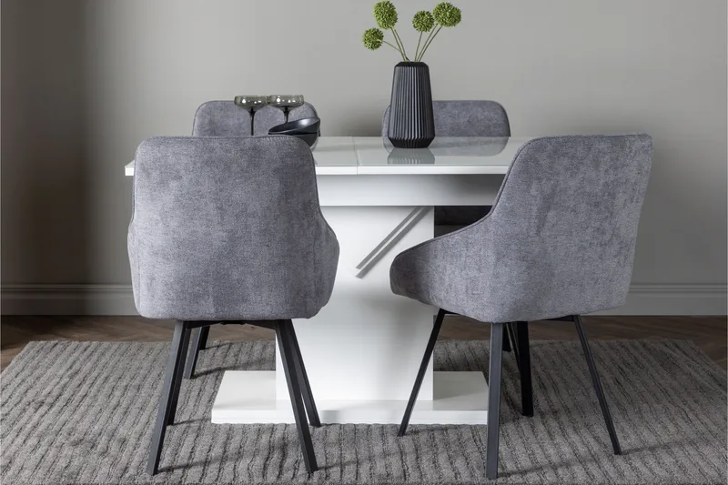 Pluto Matgrupp 120 cm Rektangulär med 4 Rosie stolar - Grå - Möbler - Bord & matgrupper - Matgrupper