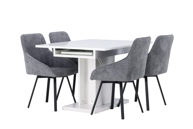 Pluto Matgrupp 120 cm Rektangulär med 4 Rosie stolar - Grå - Möbler - Bord & matgrupper - Matgrupper