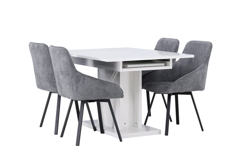 Pluto Matgrupp 120 cm Rektangulär med 4 Rosie stolar - Grå - Möbler - Bord & matgrupper - Matgrupper