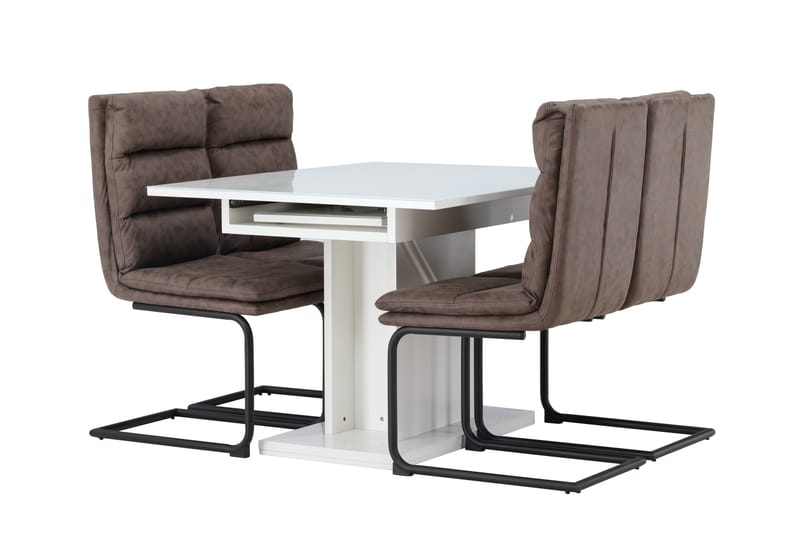 Pluto Matgrupp 120 cm Rektangulär med 4 Zizo stolar - Brun - Möbler - Bord & matgrupper - Matgrupper