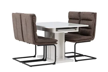 Pluto Matgrupp 120 cm Rektangulär med 4 Zizo stolar - Brun - Möbler - Bord & matgrupper - Matgrupper