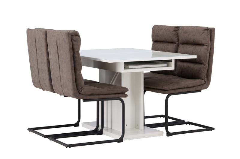 Pluto Matgrupp 120 cm Rektangulär med 4 Zizo stolar - Brun - Möbler - Bord & matgrupper - Matgrupper