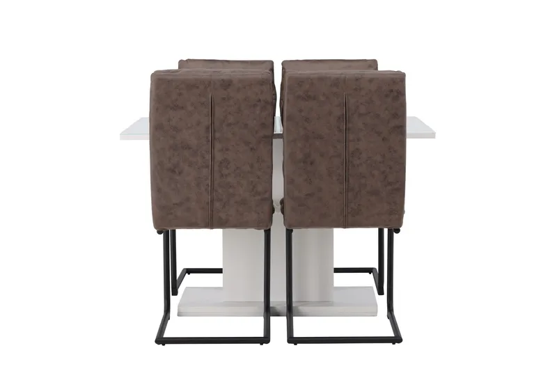 Pluto Matgrupp 120 cm Rektangulär med 4 Zizo stolar - Brun - Möbler - Bord & matgrupper - Matgrupper