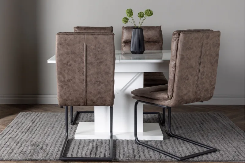 Pluto Matgrupp 120 cm Rektangulär med 4 Zizo stolar - Brun - Möbler - Bord & matgrupper - Matgrupper