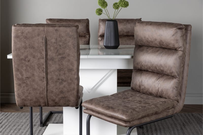 Pluto Matgrupp 120 cm Rektangulär med 4 Zizo stolar - Brun - Möbler - Bord & matgrupper - Matgrupper