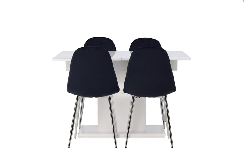 Pluto Matgrupp 120 cm Rektangulär med 4 Polar stolar, Svart