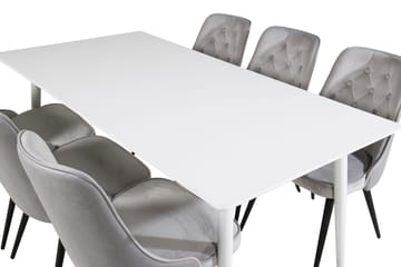 Polar Matbord 180 cm med 6 Velvet Deluxe Sammetstol - Möbler - Bord & matgrupper - Matgrupper