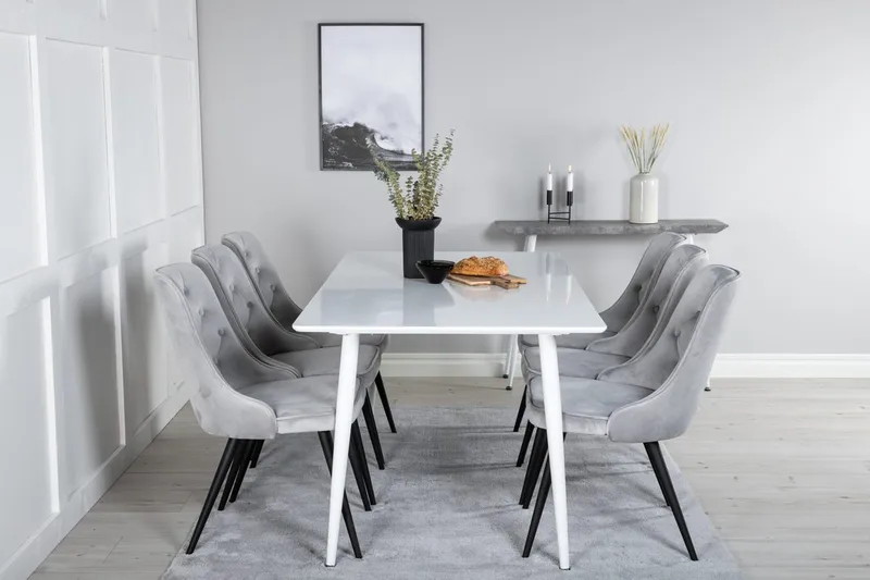 Polar Matbord 180 cm med 6 Velvet Deluxe Sammetstol