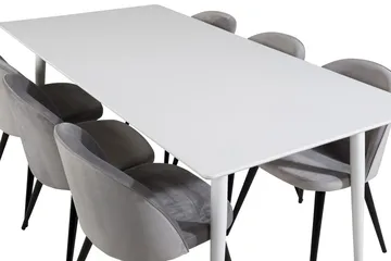 Polar Matbord 180 cm med 6 Velvet Köksstol Sammet - Möbler - Bord & matgrupper - Matgrupper