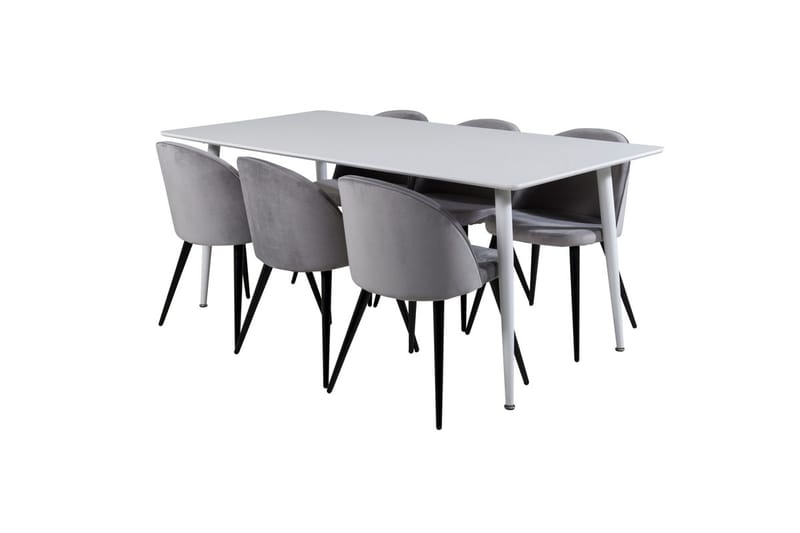Polar Matbord 180 cm med 6 Velvet Köksstol Sammet - Möbler - Bord & matgrupper - Matgrupper
