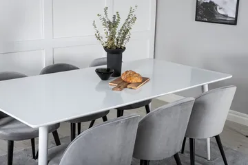 Polar Matbord 180 cm med 6 Velvet Köksstol Sammet - Möbler - Bord & matgrupper - Matgrupper