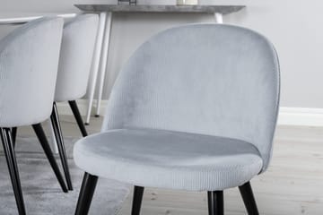 Polar Matbord 180 cm med 6 Velvet Matstol Manchester - ljusgrå, vit - Möbler - Bord & matgrupper - Matgrupper