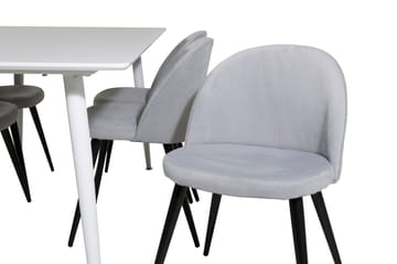 Polar Matbord 180 cm med 6 Velvet Matstol Manchester - ljusgrå, vit - Möbler - Bord & matgrupper - Matgrupper