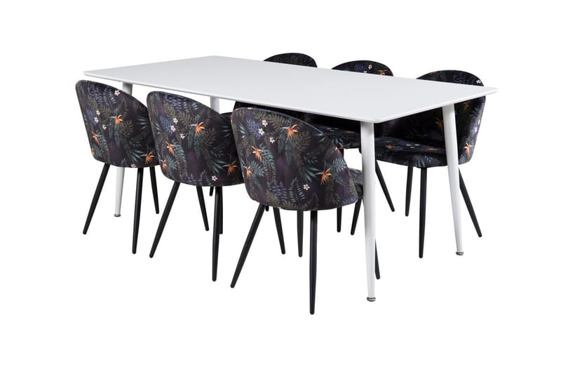 Polar Matbord 180 cm med 6 Velvet Matstol - Möbler - Bord & matgrupper - Matgrupper