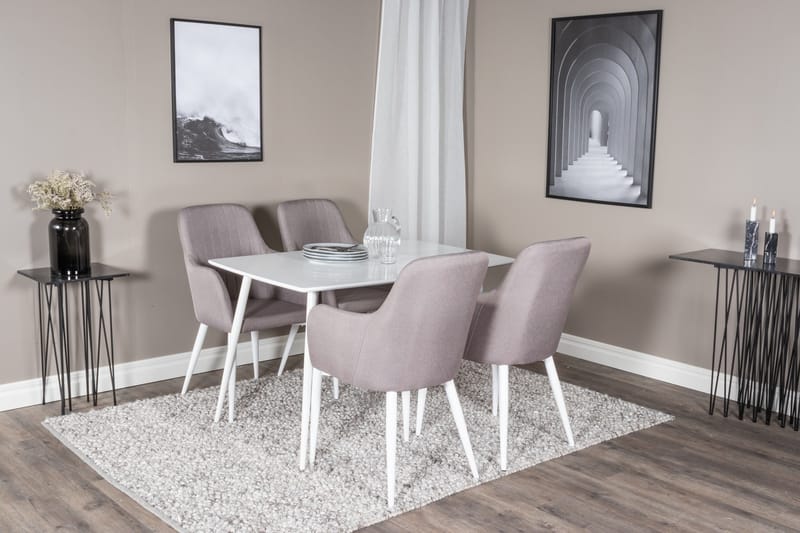 Polar Matgrupp 120 cm Rektangulär med 4 Comfort stolar - Grå - Möbler - Bord & matgrupper - Matgrupper