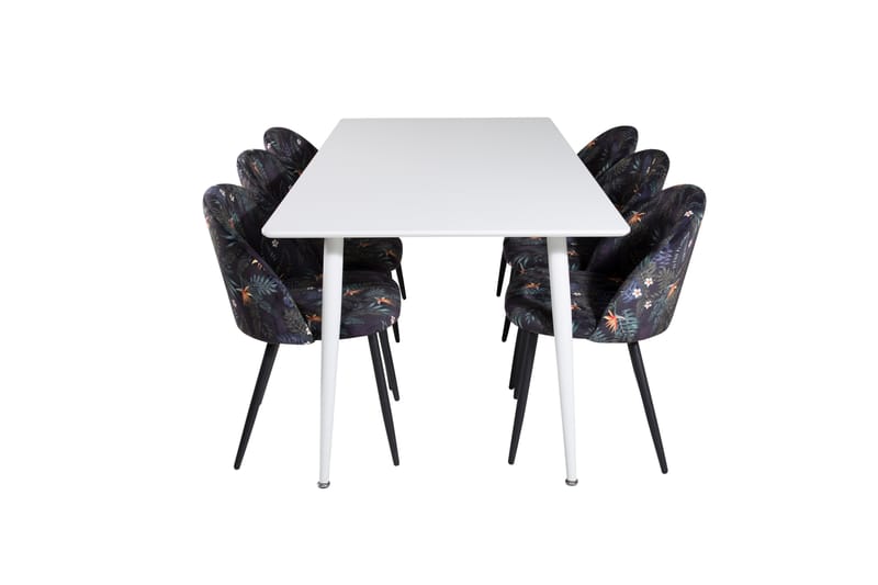 Polar Matgrupp 180 cm Rektangulär med 6 Velvet stolar - Svart - M�öbler - Bord & matgrupper - Matgrupper