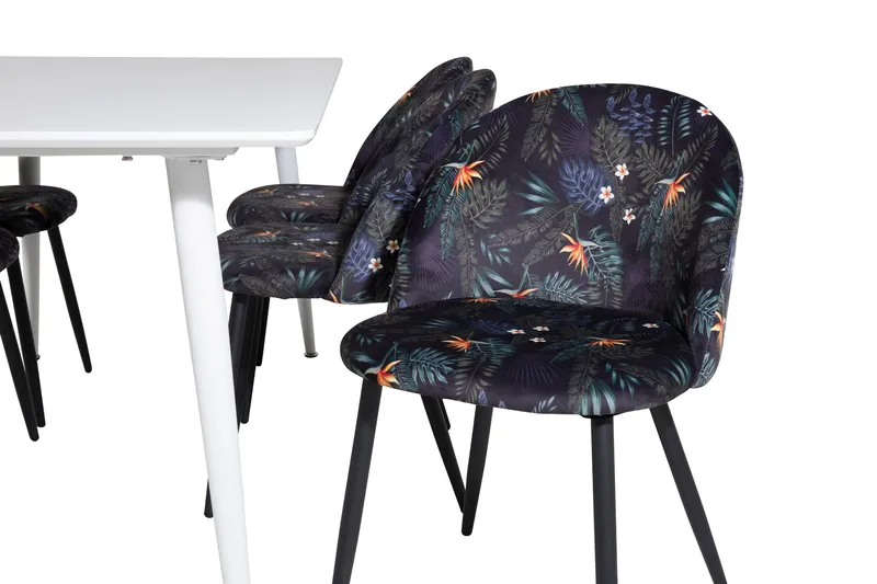 Polar Matgrupp 180 cm Rektangulär med 6 Velvet stolar - Svart - Möbler - Bord & matgrupper - Matgrupper